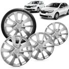 Kit 4 Calotas Logan 2014 a 2016 Aro 14 Prata Aro de Pressão Grid