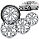 Kit 4 Calotas Onix Prisma 17 a 20 Aro 15 Prata Cubo Baixo Grid