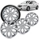 Kit 4 Calotas Onix Prisma 2012 2013 2014 2015 2016 Aro 15 Prata Cubo Padrão Grid