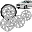 Kit 4 Calotas Onix Prisma 2014 2015 2016 Aro 15 Prata Cubo Padrão Grid