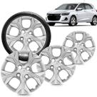 Kit 4 Calotas Onix Prisma 2021 Aro 14 Prata Cubo Baixo Grid