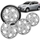 Kit 4 Calotas Palio Fire 15 16 Aro 13 Prata Cubo Baixo Grid