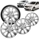 Kit 4 Calotas Sandero 2014 a 2016 Aro 15 Prata Aro de Pressão Grid Kit 4 Calotas Sandero 2014 a 2016 Aro 15 Prata Aro de Pressão Grid