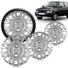 Kit 4 Calotas Uno Fire 04 a 05 Aro 13 Prata Cubo Baixo Grid