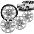 Kit 4 Calotas Uno Vivace 11 a 13 Aro 13 Prata Cubo Baixo Grid