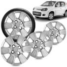 Kit 4 Calotas Uno Way 2014 Aro 14 Prata Cubo Baixo Grid