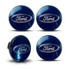 Kit 4 Calotinhas Miolo Roda Ford New Fiesta Focus Ka 55mm Azul