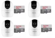 kit 4 Câmera Ip 360 Full Hd Im4 Mibo Intelbras + Sd 64gb Ultra