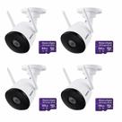 Kit 4 camera wifi hd mibo im5 externa + 4 cartao purple 64gb