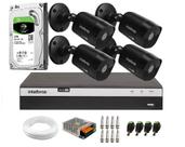Kit 4 Câmeras Black Bullet Intelbras VHD 1220 B G6 Full HD 1080p + DVR MHDX 3104 + HD 2 TB