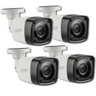 Kit 4 Cameras Bullet proteção contra intemeries IP66 20M 4X1 Infra 1Mp 2,8Mm