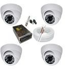 Kit 4 Câmeras Dome Infra vermelho Hd alta Resolução com acessórios Kit 4 Câmeras Dome Infra vermelho Hd alta Resolução com acessórios