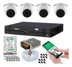 Kit 4 Câmeras Dome Intelbras 1120d Dvr 4 Canais Hd Incluso
