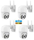 Kit 4 Câmeras Full HD 2mp Ip Rotativa Dome Gira 320º Prova D'água Externa WiFi Visão Noturna - V380