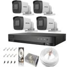Kit 4 Câmeras Hikvision Full HD 1080p com DVR 4 Canais, HD 500GB,Completo