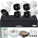 Kit 4 Câmeras Intelbras Full Hd 1220b Dvr 4 Canais 1004c 500gb + 1 Câmera De Video Wi-fi Mibo Im5