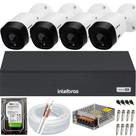 Kit 4 Câmeras Intelbras vhl 1120b 20m Dvr 4 Canais Multi Hd Mhdx 1104c Hd 320GB