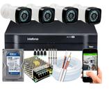 Kit 4 Cameras Segurança 1080 Full Hd Dvr Intelbras 4ch mhdx Alta Resolução c/ Acessórios