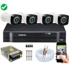 Kit 4 Cameras Segurança 1080p Full Hd Dvr Intelbras 4 Canais Kit 4 Cameras Segurança 1080p Full Hd Dvr Intelbras 4 Canais