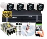 Kit 4 Cameras Segurança 1080p Full Hd Dvr Intelbras 4ch S/hd Kit 4 Cameras Segurança 1080p Full Hd Dvr Intelbras 4ch S/hd