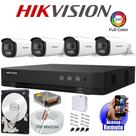 Kit 4 Cameras Segurança Hikvision Colorvu Imagens Norturnas Coloridas Full Hd 20m 1080p c/hd