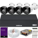 Kit 4 Câmeras Segurança Intelbras VHD 3220b áudio Full Color 1080p Dvr mhdx 3104c 1TB Purple