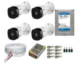 Kit 4 Câmeras Segurança VHC 1120B Hd 720 bullet Intelbras + cabos conectores C/Hd 1TB