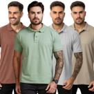 Kit 4 Camisa Polo Masculina Piquet Algodão