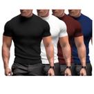 Kit 4 Camiseta Masculina Slim Canelada Gola Alta Manga Curta Kit 4 Camiseta Masculina Slim Canelada Gola Alta Manga Curta