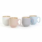 Kit 4 Caneca Chá Café Cores Geometric 366 ml Porcelana