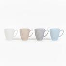 Kit 4 Caneca Chá Café Relevo Sinuosa 308 ml Porcelana