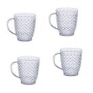 Kit 4 Caneca Chás e Café Luxxor 400 ML Plástico Cristalino 1143 Paramount