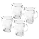 Kit 4 Caneca De Vidro Coração Grosso Café Cappuccino Liso 240ml