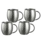 Kit 4 Caneca Moscow Mule Inox Em Martelada Drink Bar 580ml