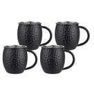 Kit 4 Caneca Moscow Mule Inox Em Martelada Drink Bar 580ml