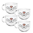 Kit 4 Caneca Xícara De Vidro Jumbo Sopa Cereal Gato 500ml Kit 4 Caneca Xícara De Vidro Jumbo Sopa Cereal Gato 500ml