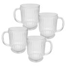 Kit 4 Caneca Xicara Vidro Canelada Alça Grafiatto Chá Café 200ml