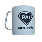 Kit 4 canecas 400ml estampa personalizada escrita "pai meu heroi" ou "melhor pai" na cor branca ou preta