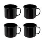 Kit 4 Canecas Aço Esmaltada 70ml Qualidade Ewel 4,5 Preto