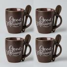 Kit 4 Canecas De Café Com Colher 90ml 4 Canecas Café