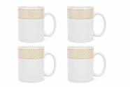 Kit 4 Canecas de Porcelana 300ml Design Elegante Moderno