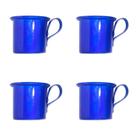 Kit 4 Canecas em alumínio estilo Moscow Mule Decor - Azul Royal