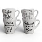 Kit 4 canecas esmaltadas Brancas Motivacionais 120mls
