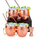 Kit 4 Canecas Moscow Mule Em Cobre Martelada 530ml