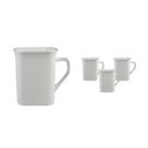 Kit 4 Canecas Quadrada Branco 250Ml Plástico Premium