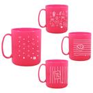 Kit 4 Canecas Redonda 400mL Rosa Neon Colecao AMOR Completa Kit 4 Canecas Redonda 400mL Rosa Neon Colecao AMOR Completa