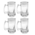 Kit 4 Canecas Vidro Zero Grau Temperado Grosso Chopp Cerveja Congelável 350ml