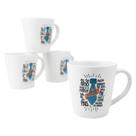 Kit 4 Canecas/ Xicaras Tulipa 120ml Café Porcelana + Suporte Quadrado Linha Pai Variação Decoração:Paizão Obrigada por t