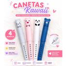 Kit 4 Canetas Gel Fofas Personagens Porquinho Panda Ratinho Urso Kit 4 Canetas Gel Fofas Personagens Porquinho Panda Ratinho Urso