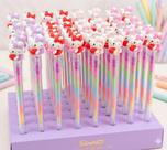 Kit 4 Canetas Kawaii Fofa Hello Kitty Gel Multicolor 0,5mm